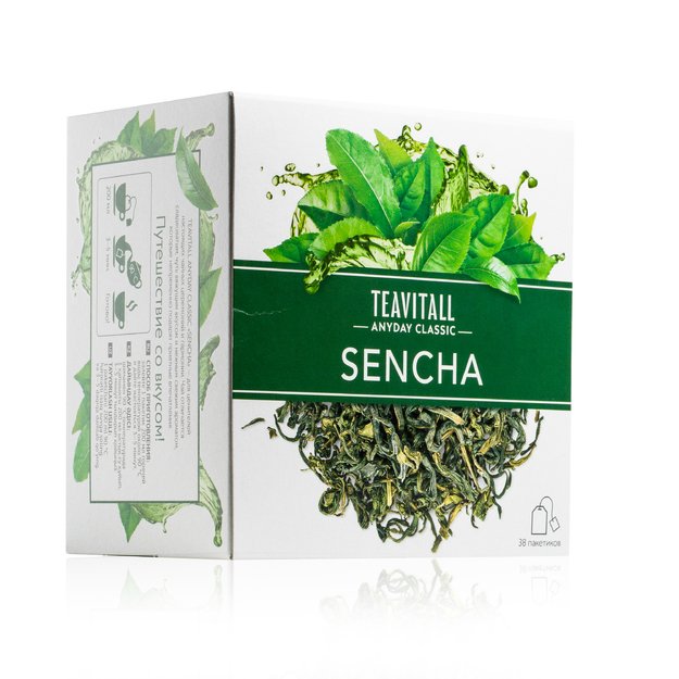 TEAVITALL ANYDAY CLASSIC "Sencha" Žalioji arbata, 38 filtrų arbatos pakeliai