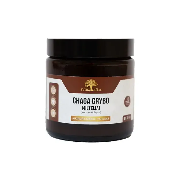 Chaga grybai milteliais, 30g.