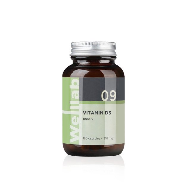 Maisto papildas su vitaminu D3 1000 IU Wellab VITAMIN D3, 120 kapsulių