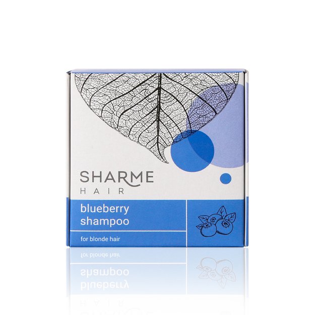 Sharme Hair Blueberry natūralus kietas šampūnas su mėlynių kvapu šviesiems plaukams, 50g