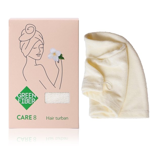 Green Fiber CARE 8 turbanas plaukams, pieno - baltumo