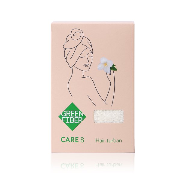 Green Fiber CARE 8 turbanas plaukams, pieno - baltumo