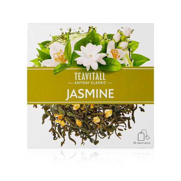 TEAVITALL ANYDAY CLASSIC Jazminų žalioji arbata, 38 filtrų pakuotės.