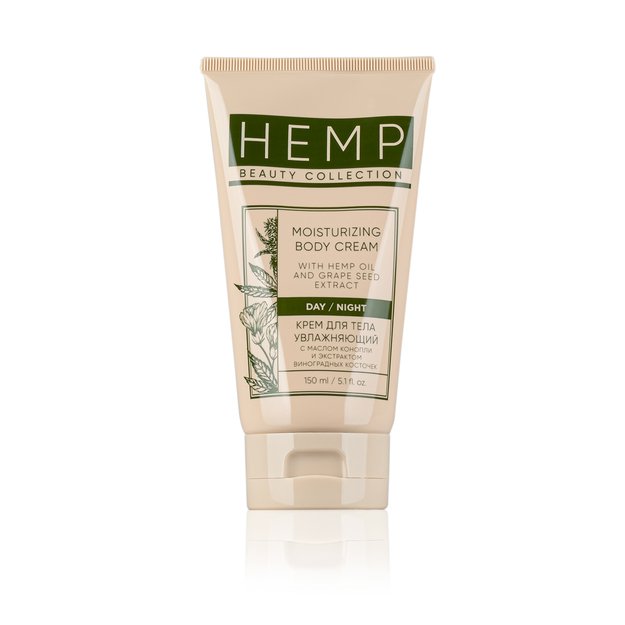HEMP Moisturizing Body Cream su kanapių aliejumi ir vynuogių sėklų ekstraktu, 150 ml