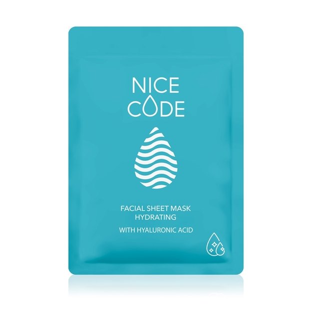 Drėkinamoji medžiaginė veido kaukė su hialurono rūgštimi NICE CODE, 24 ml