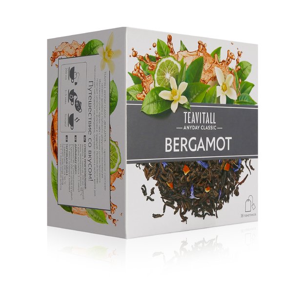 TEAVITALL ANYDAY CLASSIC bergamočių juodoji arbata, 38 filtrų pakuotės