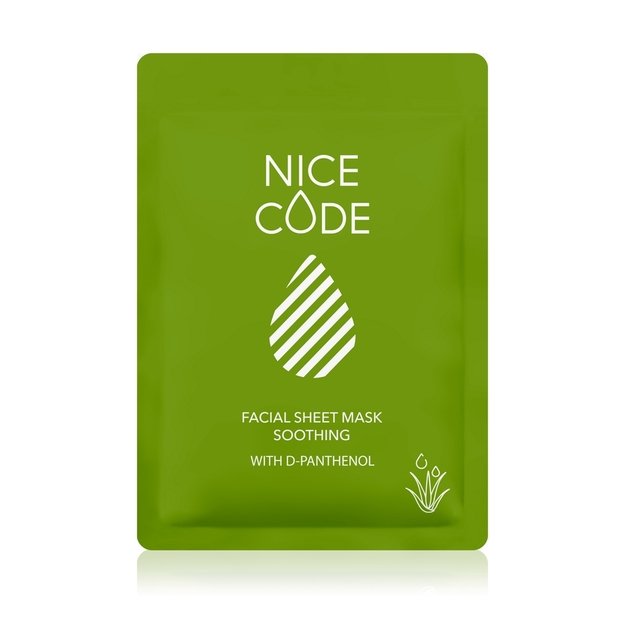 Raminanti lakštinė veido kaukė su D-pantenoliu NICE CODE, 24 ml