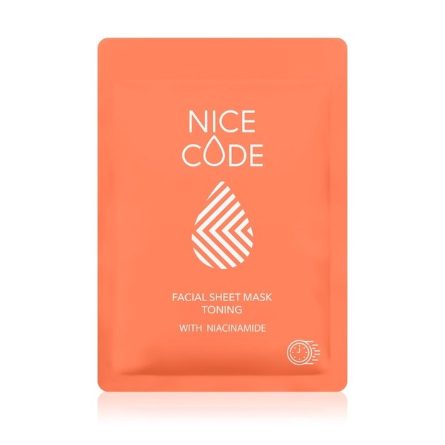 Medžiaginė veido kaukė tonizuojanti su niacinamidu NICE CODE, 24 ml