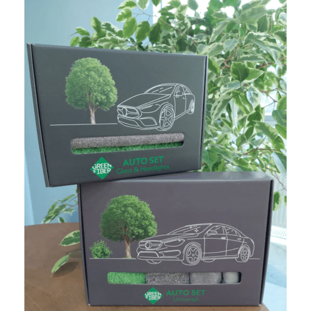 Greenway Stiklo ir priekinių žibintų priežiūros rinkinys GREEN FIBER mikropluoštas