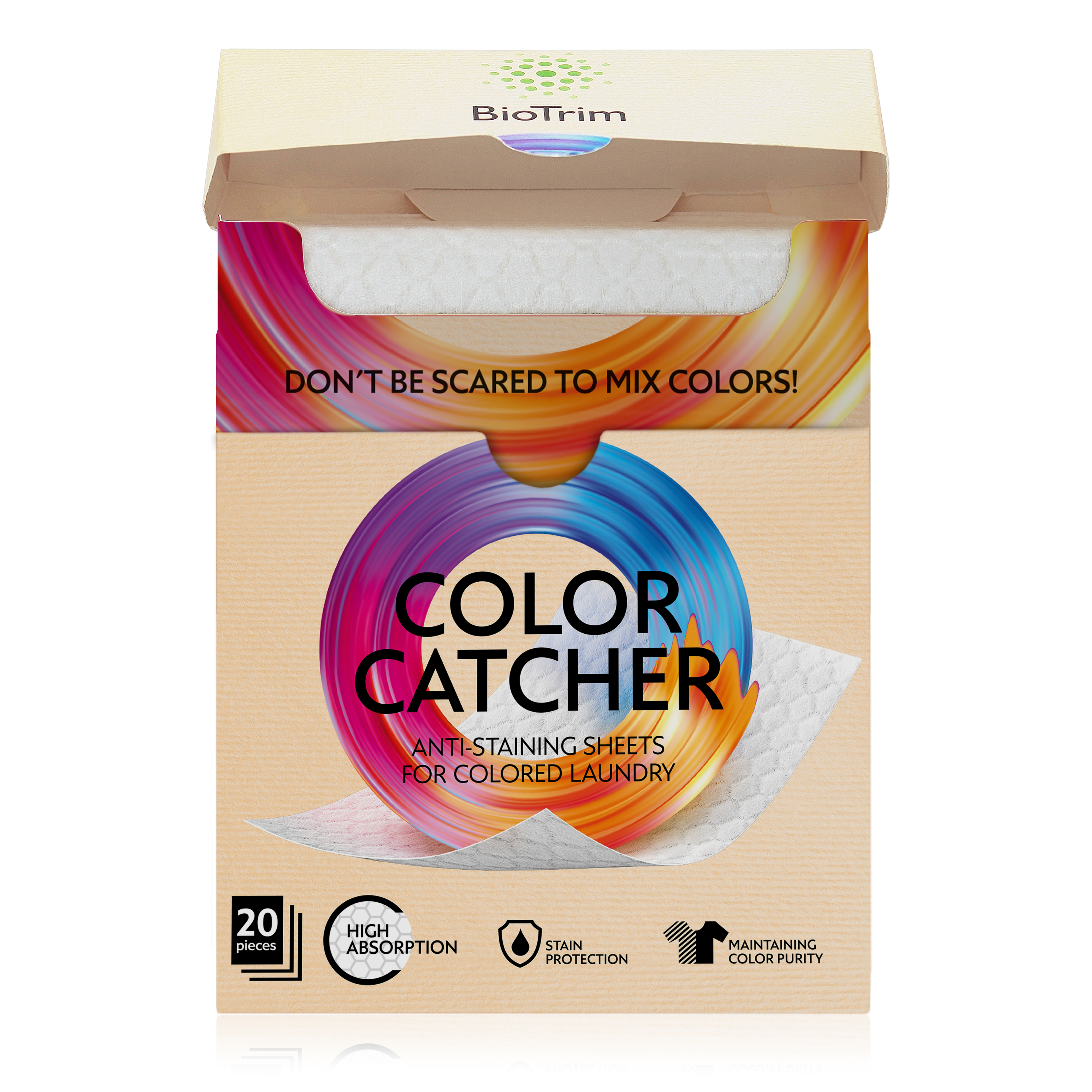BioTrim Color Catcher Anti-Staining servetėlės spalvotiems skalbiniams, 20 vnt