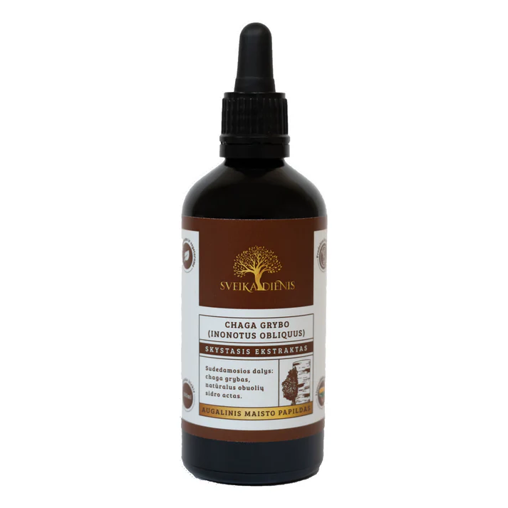 Skystasis chaga grybo ekstraktas, be alkoholio, 100ml.
