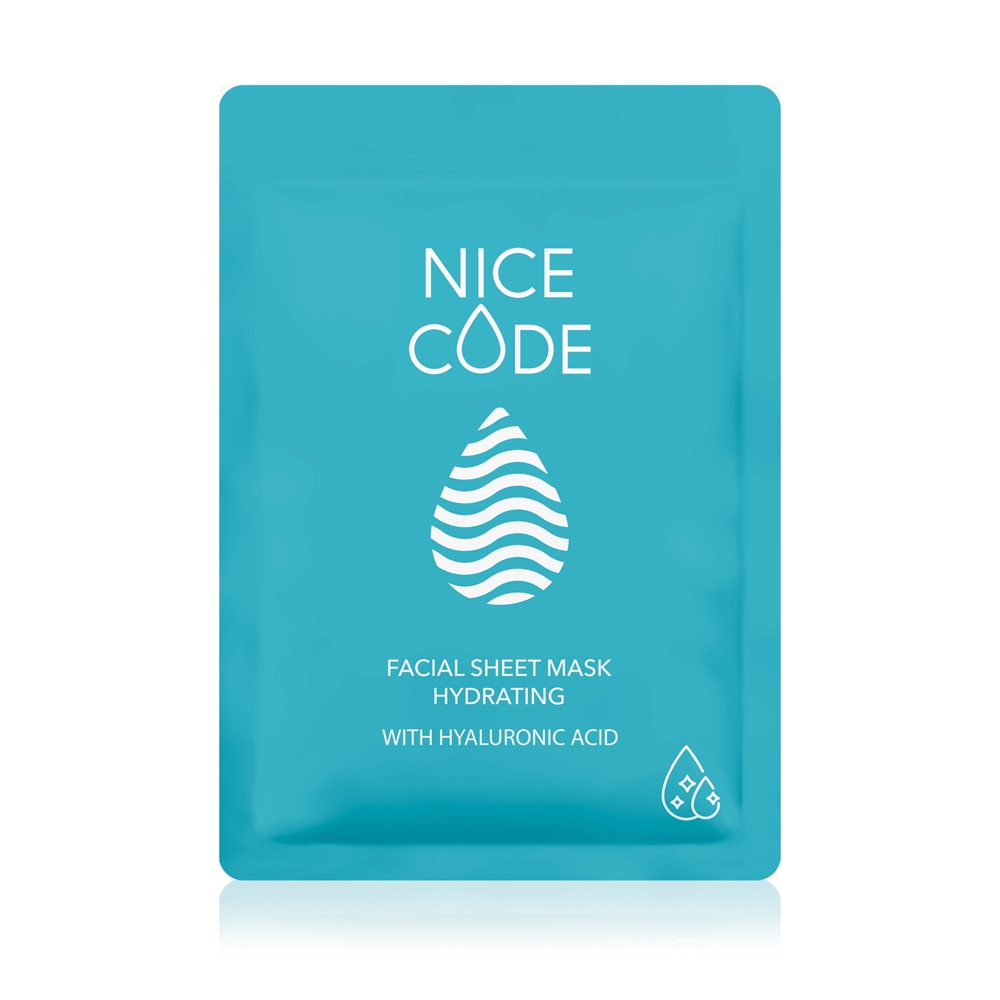 Drėkinamoji medžiaginė veido kaukė su hialurono rūgštimi NICE CODE, 24 ml