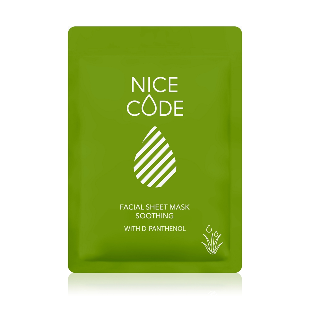 Raminanti lakštinė veido kaukė su D-pantenoliu NICE CODE, 24 ml
