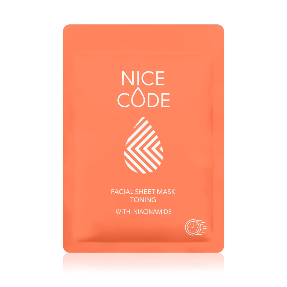 Medžiaginė veido kaukė tonizuojanti su niacinamidu NICE CODE, 24 ml