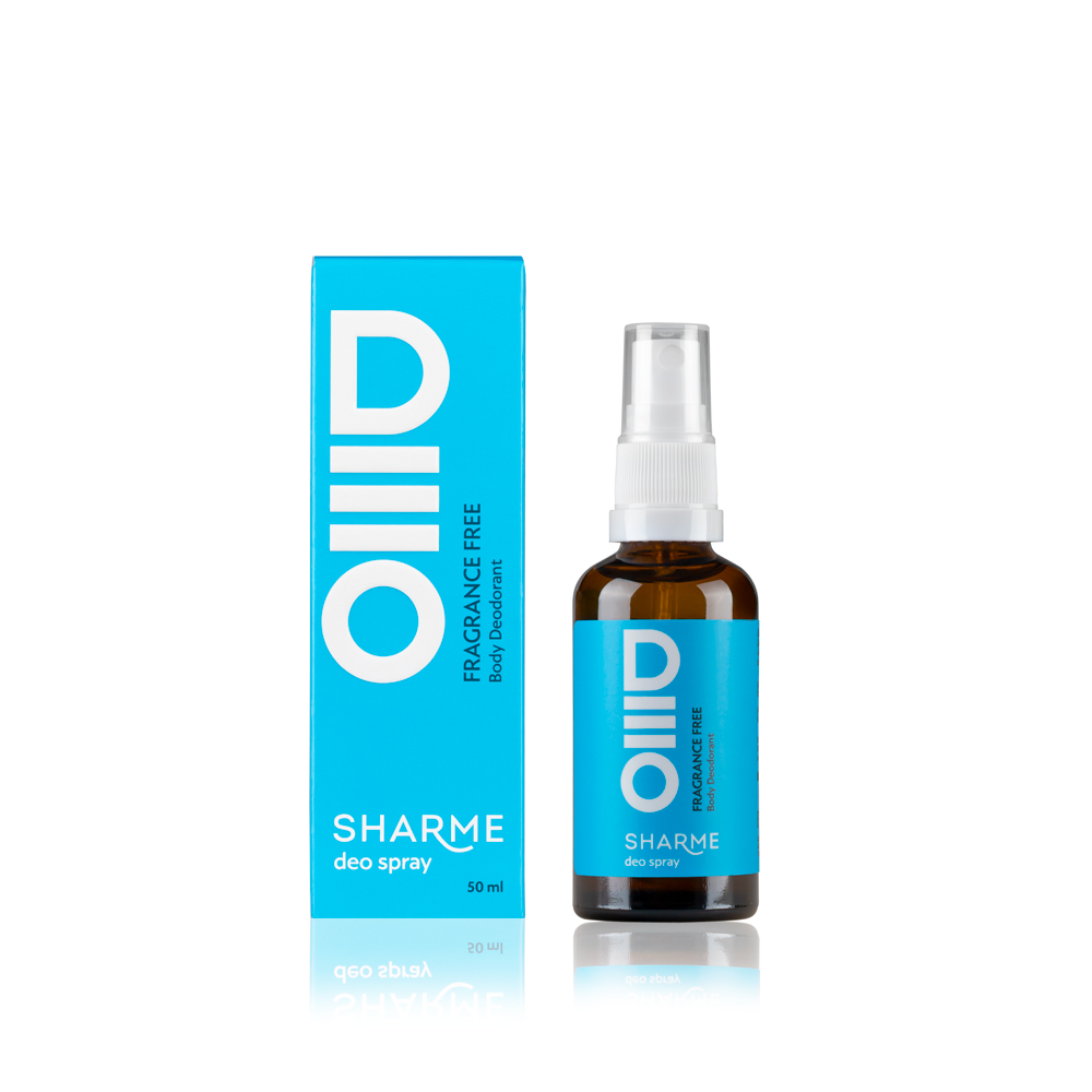 SHARME DEO SPRAY natūralus kūno dezodorantas "Fragrance Free", 50 ml